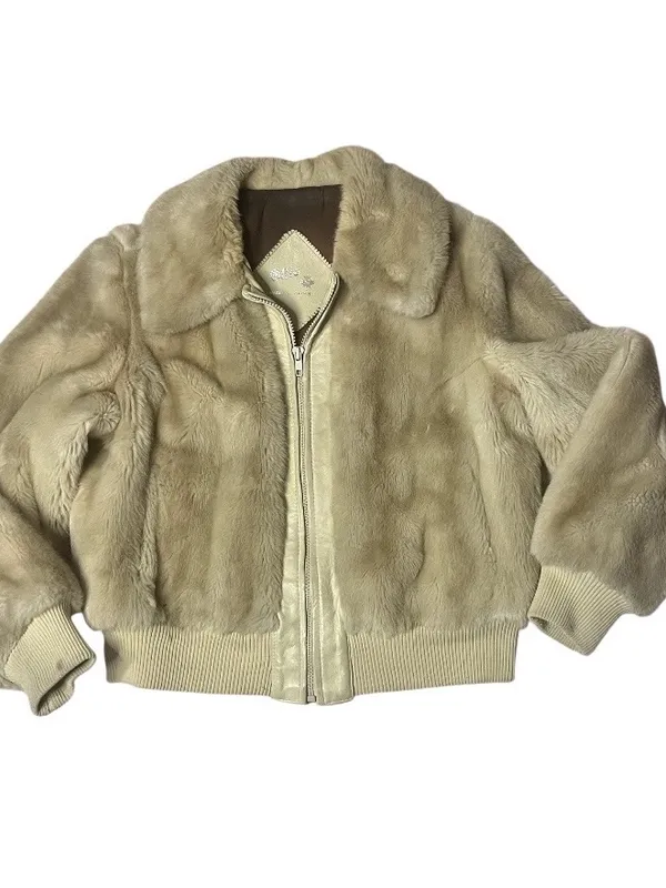 VINTAGE Faux Fur Bomber Jacket Leather Trimmed Ollie Canada Fits Size Small - Image 4