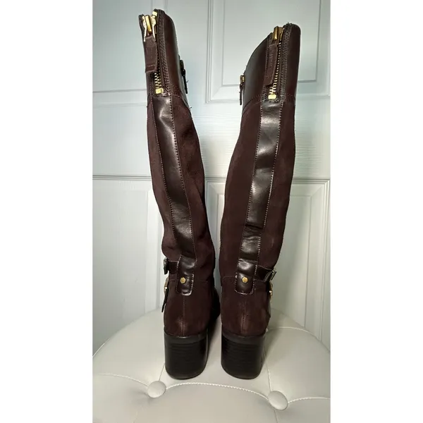Franco‎ Sarto Lapis Riding Boots Brown Leather Suede Knee High Box 7.5 - Image 6
