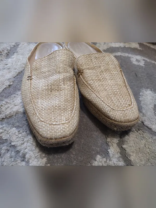 SCHUTZ Natural Beige Woven Slip-On Mules - Image 2