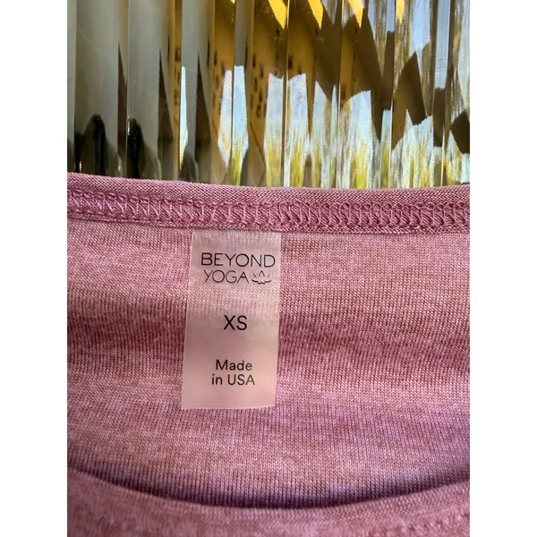 Beyond Yoga Mauve Pink Heathered Long Sleeve Crew Neck Activewear Top‎ Size XS - Image 2
