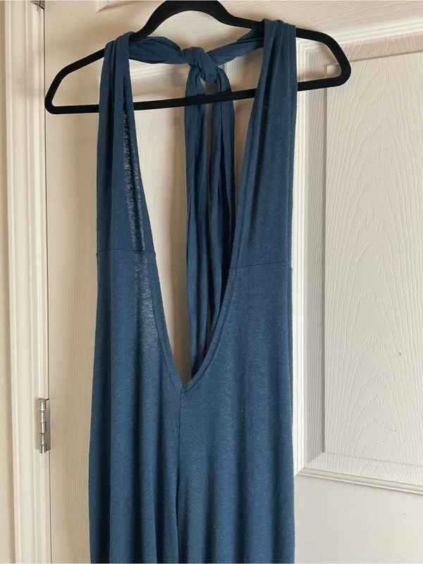 Free People Beach "Show Your Colors" Linen Blend Halter Jumpsuit M - Image 4