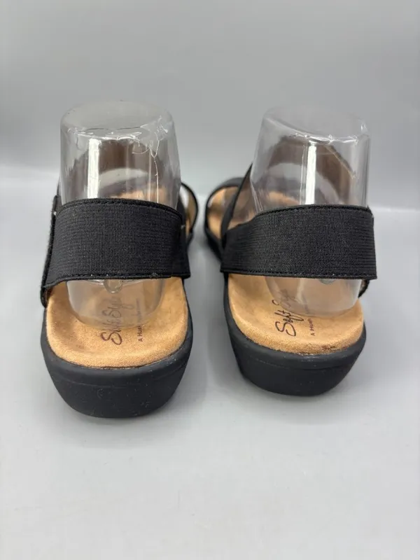 Soft Style Prema Flat Sandals Womens 9.5 Black Leather Open Toe HSS1311-001 - Image 4