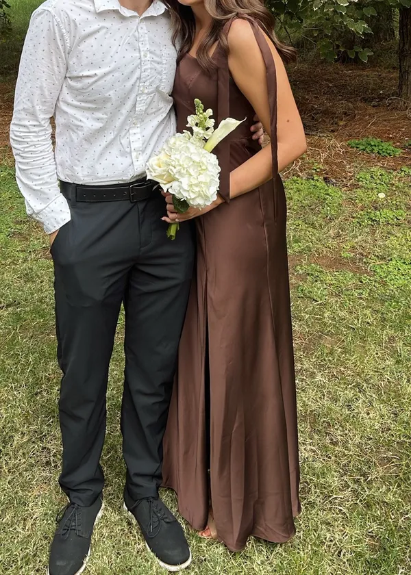 Birdy Grey Matte Satin Espresso Dress - Image 4