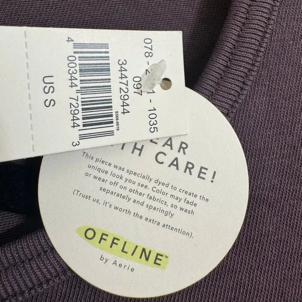 Aerie Crewneck Gray Stretch Unique Dyed Casual T Shirt Small NWT - Image 5