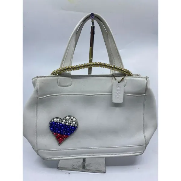 Coach Handbag White Customized with Applique - Image 4