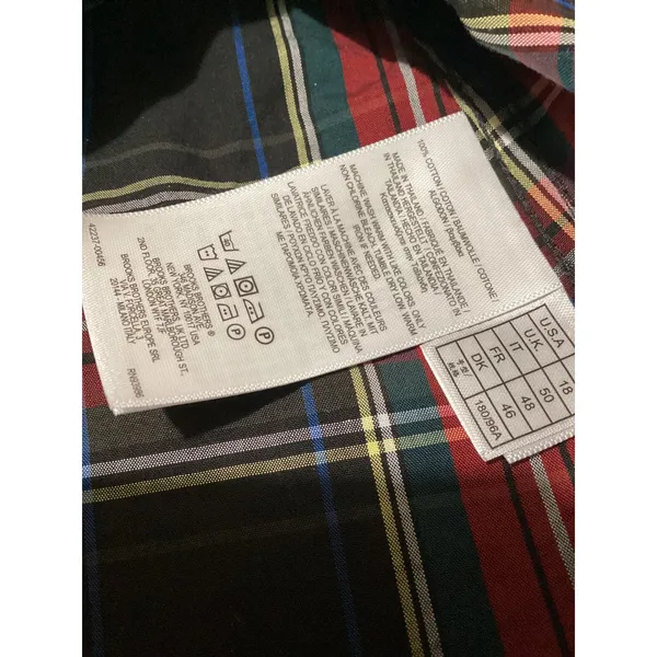 Brooks Brothers Red Black Plaid Bow Neck Tie Cotton Blouse Shirt Womens 14 - Image 5