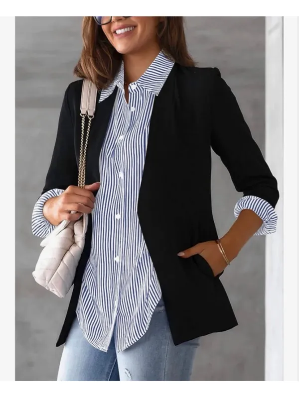 NEW Button Down Striped Classic Long Sleeve Collared Career Shirt S - Image 6