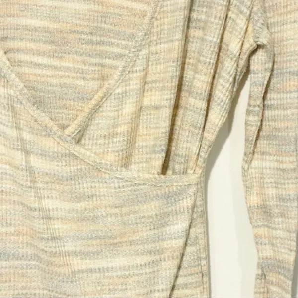 Madewell‎ Size Large Rainbow Space Dye Faux Wrap Long Sleeve Blouse Waffle Knit - Image 4