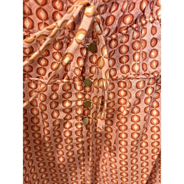 Free People $128 Star Dip Smocked Cotton Mini Dress Retro Boho Oversized XS - Image 6