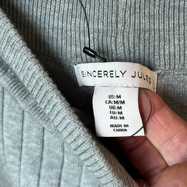 Gray Sweater Pants Comfy Ribbed New Size M - Image 8