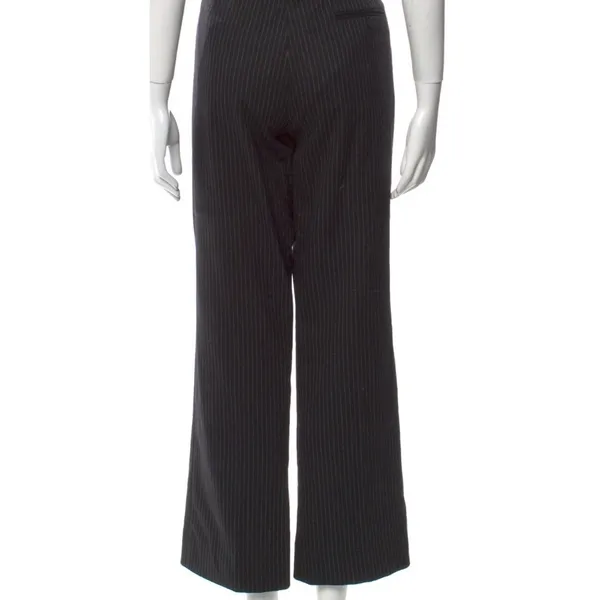 BURBERRY London Stripped Wide Wool leg pants black‎ sz 12 - Image 4