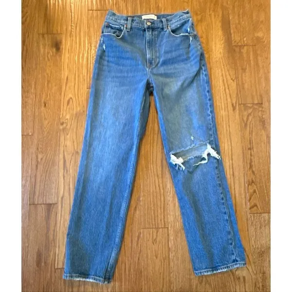 Abercrombie & Fitch 90’s ultra high rise straight distressed knee jeans 29 - Image 12