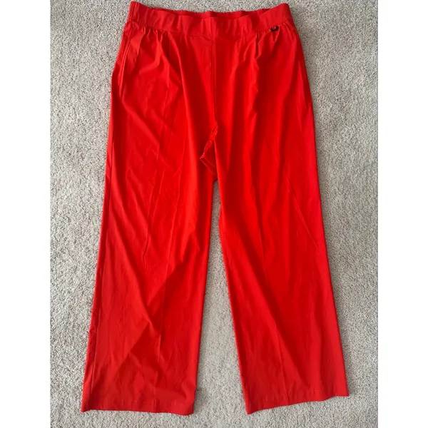 Nike Dri-fit Pants High Waist Loose Wide Leg Ripstop Red Orange Travel Women XL - Image 3