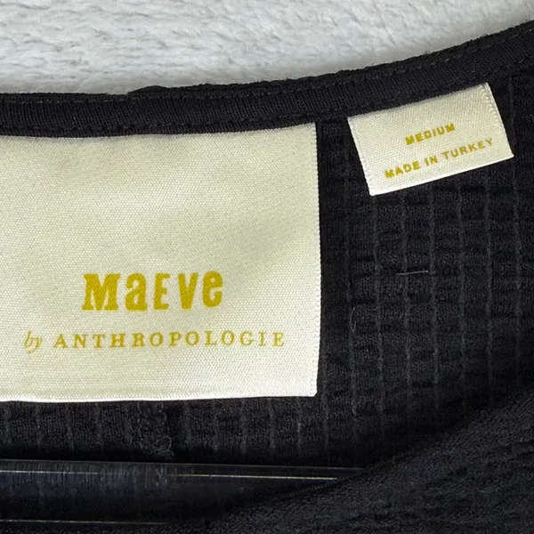 Maeve Anthropologie Black Batwing Waffle Knit Top Medium New With Tags - Image 3