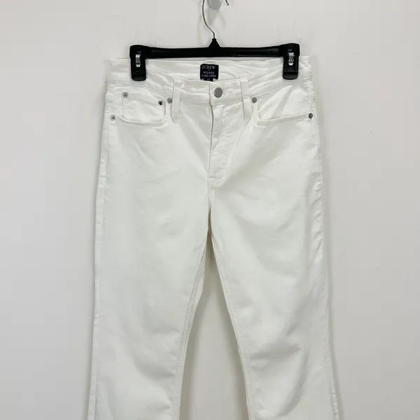 J.Crew Flare Crop White Jean Signature Stretch Denim Mid Rise Womens US 28 - Image 6