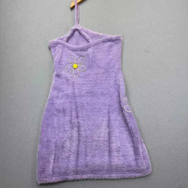 For Love‎ & Lemons Purple Fuzzy Daisy One Shoulder Mini Dress Small KSP23D101 - Image 9