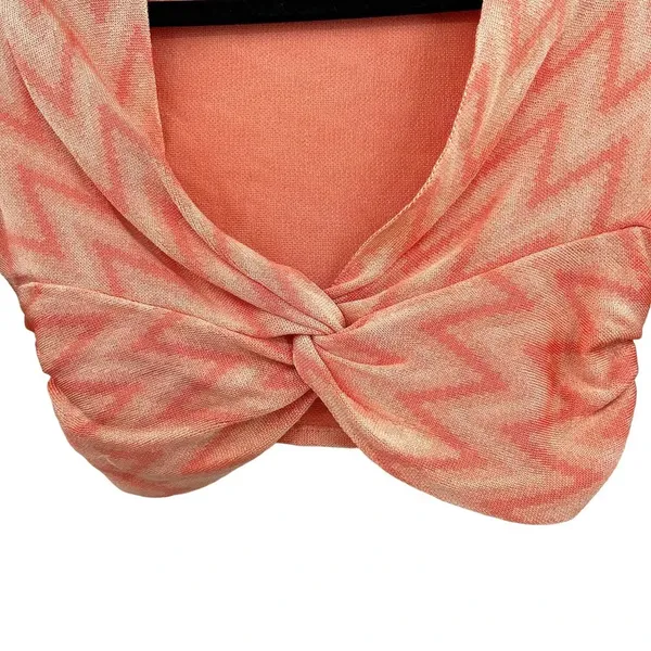House of CB London Bertille Peach ZigZag Bandage Top Cropped Size XS‎ - Image 4