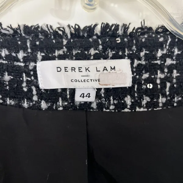 Derek Lam Collective Cropped Button Up Tweed Blazer Jacket Size 8 Boucle Twee - Image 4