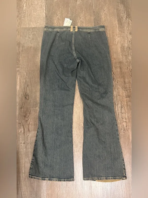 NWT Urban Outfitters Wide-Leg Jeans in Dark Wash with Tan Inset - Image 11