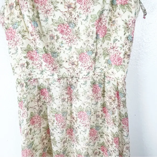 AMERICAN VINTAGE Floral Lace Trim Tie Shoulder Straps Back Zipper Maxi Dress 7/8 - Image 6