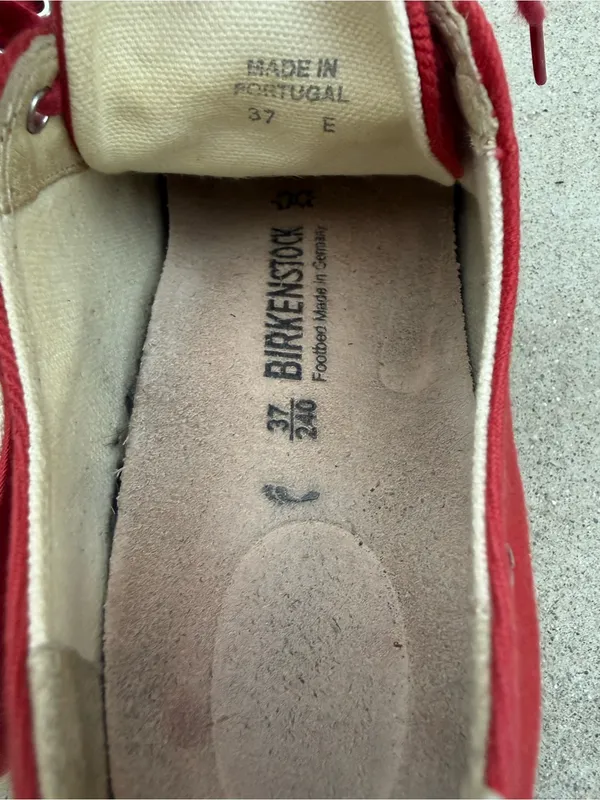 Birkenstock Arran Canvas Lace-Up Sneakers in Red & White Size US 7 - Image 3