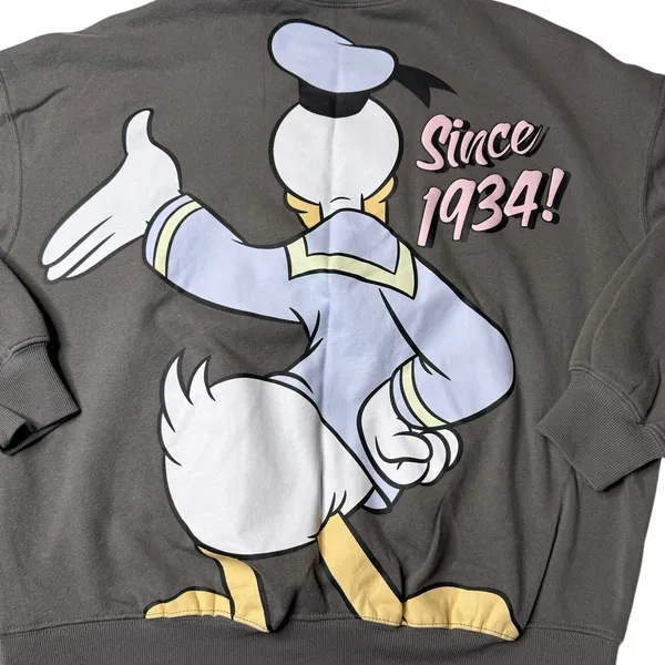 Disney Donald Duck 90th Anniversary Gray Sweater Size M Double Sided - Image 4