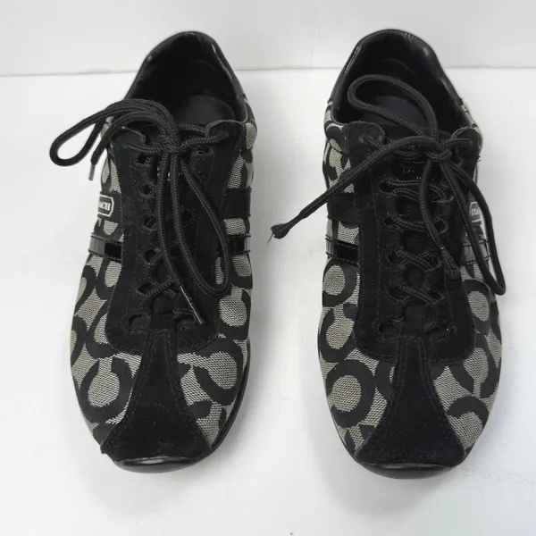 Coach Kathleen Sneaker Women 6.5M Black Grey Signature‎ C Monogram Y2K Retro - Image 2