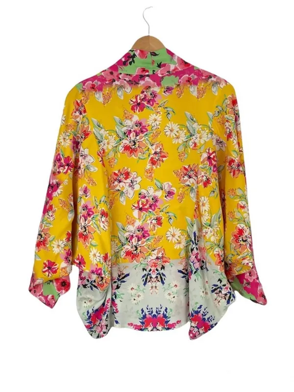 NWOT ANTHROPOLOGIE AKEMI KIN Yellow Floral Boho Kimono Cardigan OSFM - Image 4