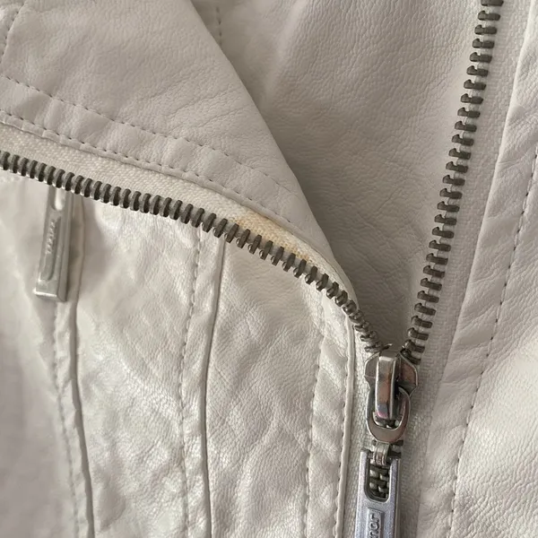 White Leather Jacket Size XL - Image 3