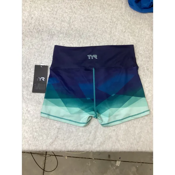 TYR Forge High Rise Shorts 2 Inch Inseam Blue Multi Geometric XL FTHRS0SA - Image 2