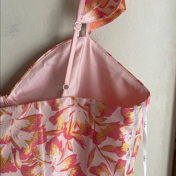 LULUS Darling Celebration Coral Pink Floral Ruffled Trumpet Midi Dress - Image 11