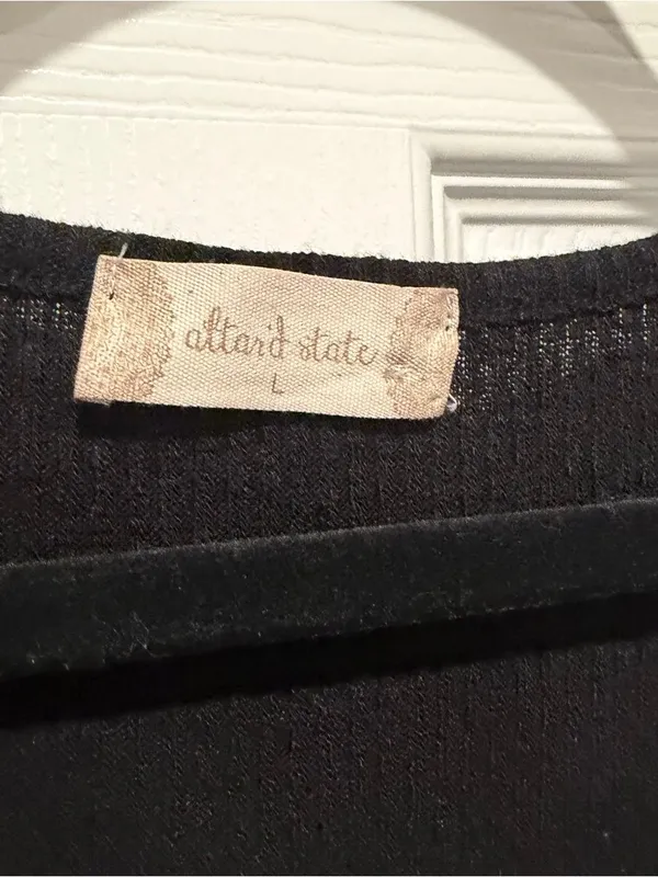 Altar'd State Black Sheer Swiss Dot Puff Sleeve Top Size Large - Image 2