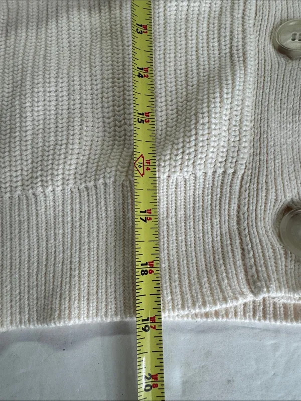 LOFT Cream Ribbed slouchy cropped cardigan S cotton casual fall winter neutral - Image 12
