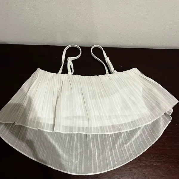 White Sheer Layered Crop Top Size XS - Image 2