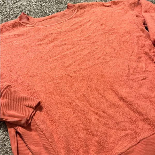Aerie Chilled Out Coral French Terry Oversized Sweatshirt Small‎ - Image 4