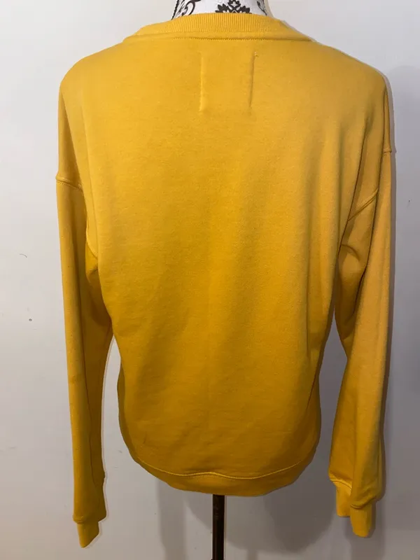 Bluenotes Boyfriend Fit Yellow 'Leave Me Alone' Crewneck Sweatshirt Size Medium - Image 5