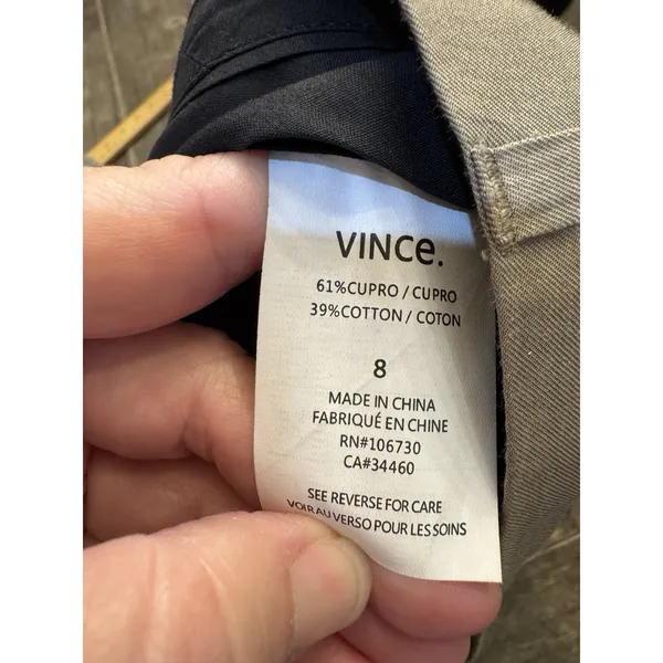 Vince Cupro-Cotton Blend Tapered Trouser Joggers Mushroom Tan Size 8 - Image 9