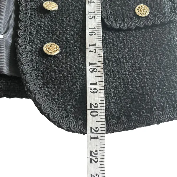 Zara Black Tweed Double Breasted Open Collarless Blazer Jacket Size XS NWT - Image 8