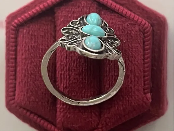 Boho/Vintage Bohemian Design Faux Turquoise Statement Ring Size 7 NWT - Image 3