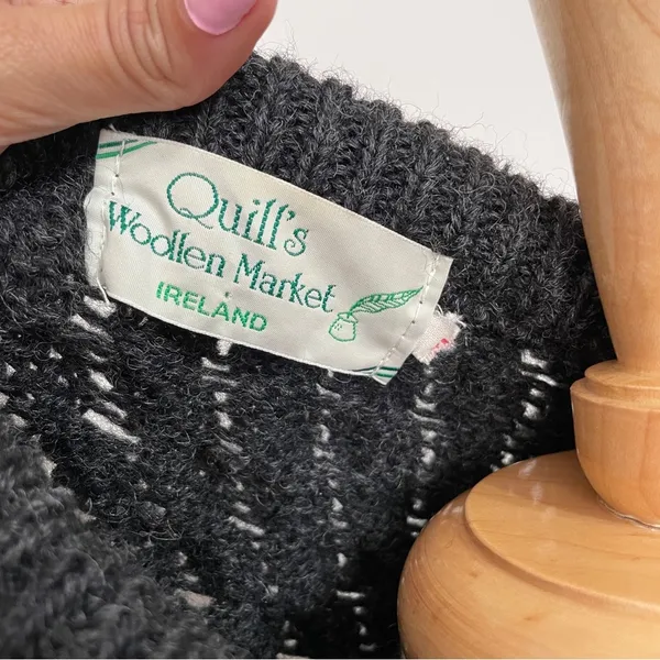 Quills | Vintage Gray Ireland Cable Knit Wool Sweater - Image 2