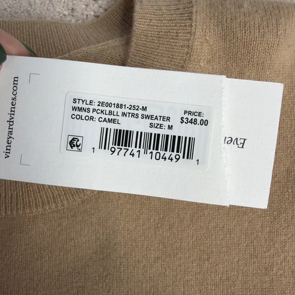 Women's NEW Vineyard Vines Pickleball 100% Cashmere Sweater Camel Preppy $348‎ - Image 3
