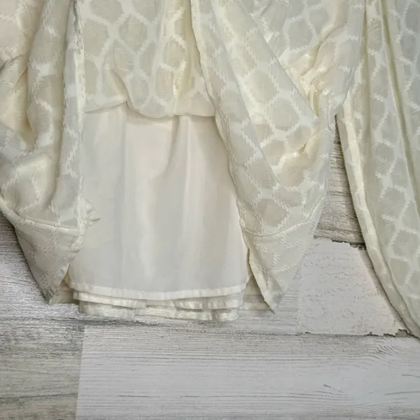 Elizabeth and James Cream Peplum Long Sleeve Peasant Blouse V-Neck Tie‎ Front Sm - Image 7