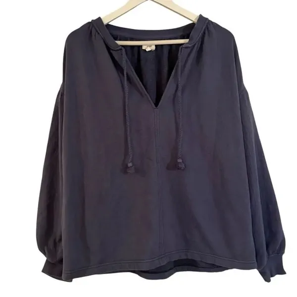 Aerie Easy Street blue oversized tie neck sweater size small - Image 10