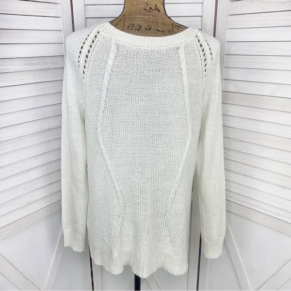Apt. 9 Chunky Multi Knit Crew Neck‎ Tunic Sweater Cream Winter White XL - Image 4