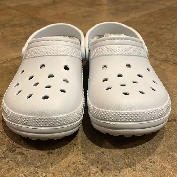 Crocs Blue Classic Lined Clog Shoes Unisex M9 W11 Comfort Faux Fur - Image 4