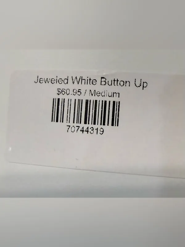Blue b. Boutique Jeweled White Button Down Women’s Size Medium NWT - Image 8