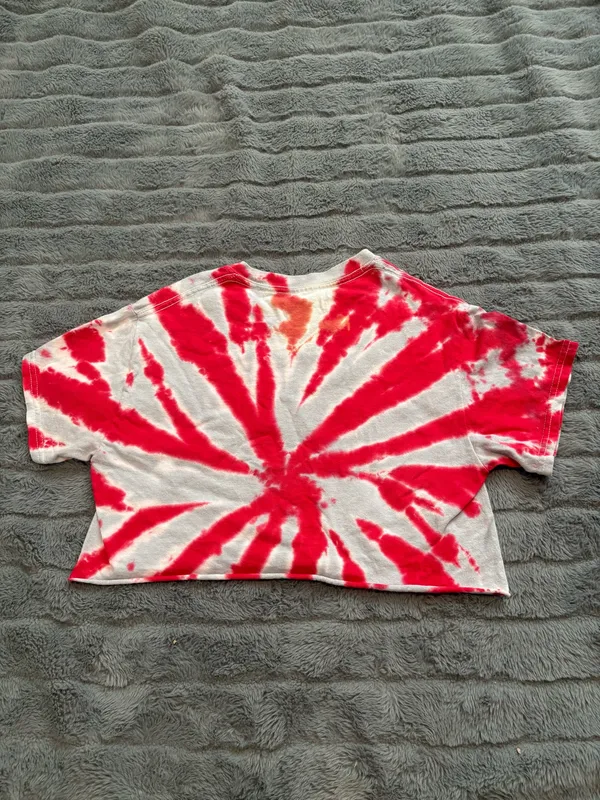 Ohio Tie Dye Cropped Tee Red Gray Football Graphic - Image 3