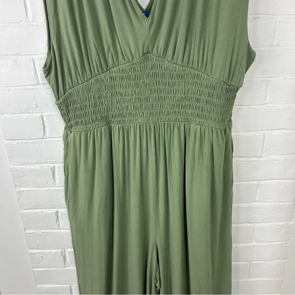 Old Navy Green Casual Stretch Wide Leg Jumpsuit Size XL - Image 5
