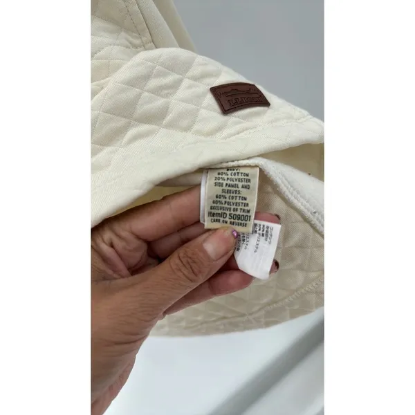 LL Bean Sweater size S Petite cream Pullover Outdoor Mock Neck quilted - Image 7