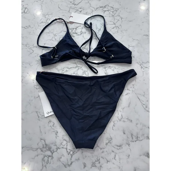NWT Quince Black Knot Tie Bikini Top & Low Rise Bottom Set Size Medium - Image 2
